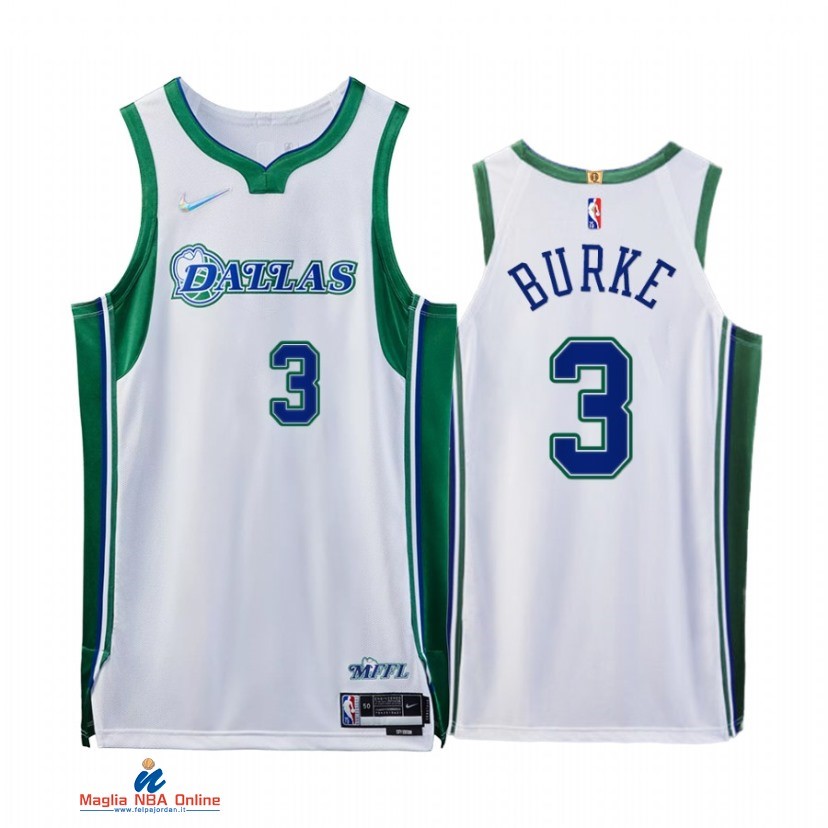 Maglia NBA Nike Dallas Mavericks NO.3 Trey Burke 75th Bianco Città 2021-22