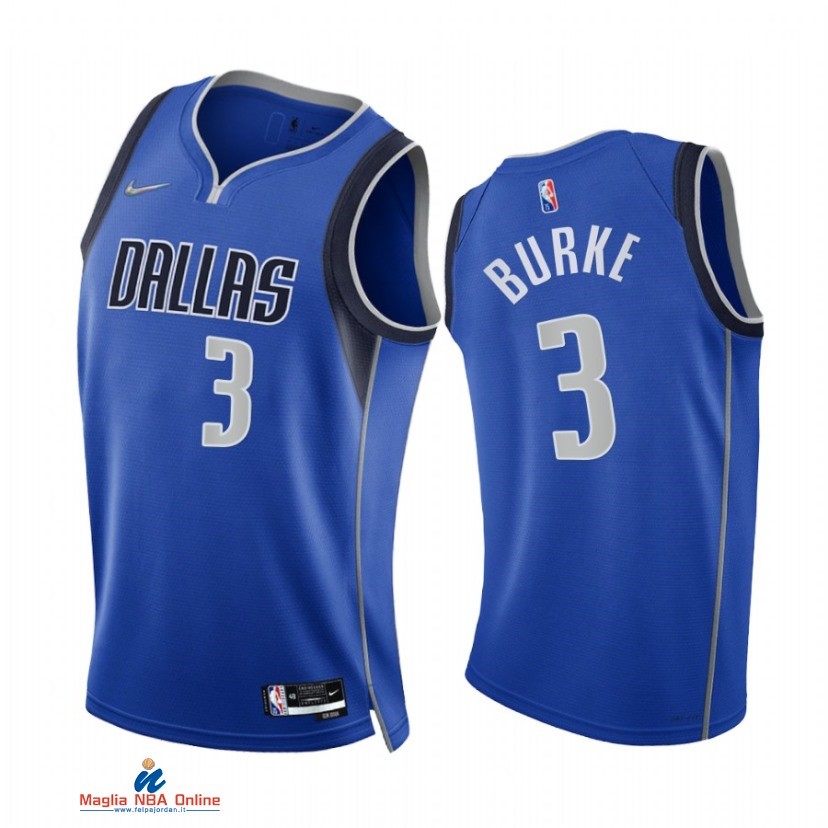 Maglia NBA Nike Dallas Mavericks NO.3 Trey Burke 75th Season Diamante Blu Icon 2021-22