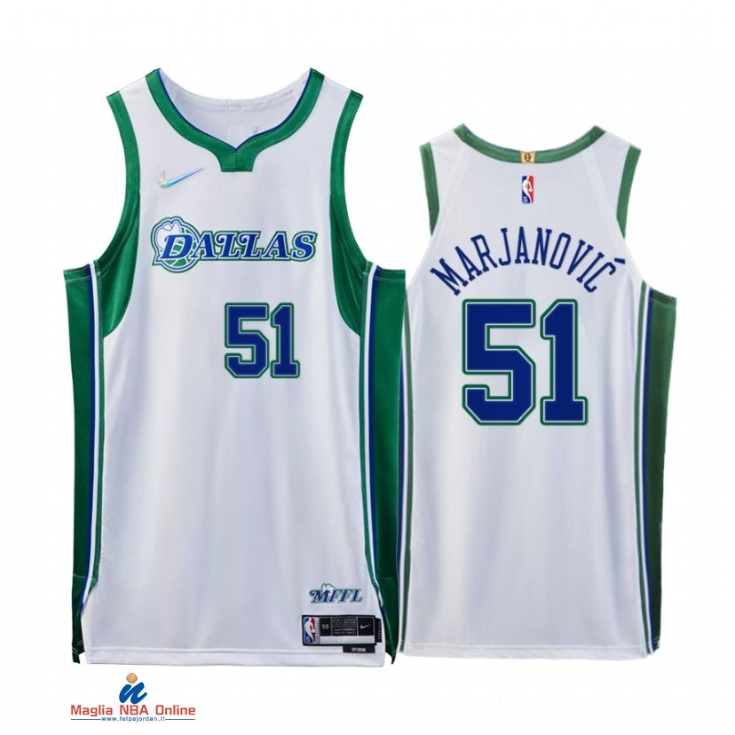 Maglia NBA Nike Dallas Mavericks NO.51 Boban Marjanovic 75th Bianco Città 2021-22