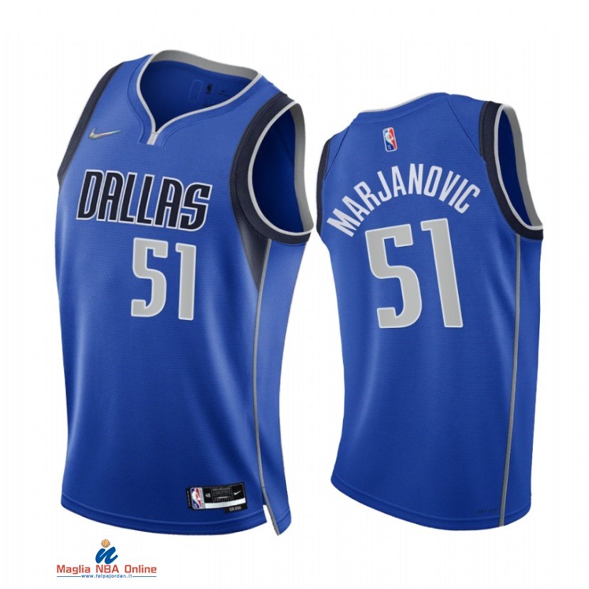 Maglia NBA Nike Dallas Mavericks NO.51 Boban Marjanovic 75th Season Diamante Blu Icon 2021-22