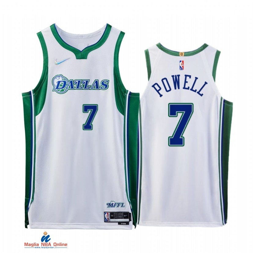 Maglia NBA Nike Dallas Mavericks NO.7 Dwight Powell 75th Bianco Città 2021-22