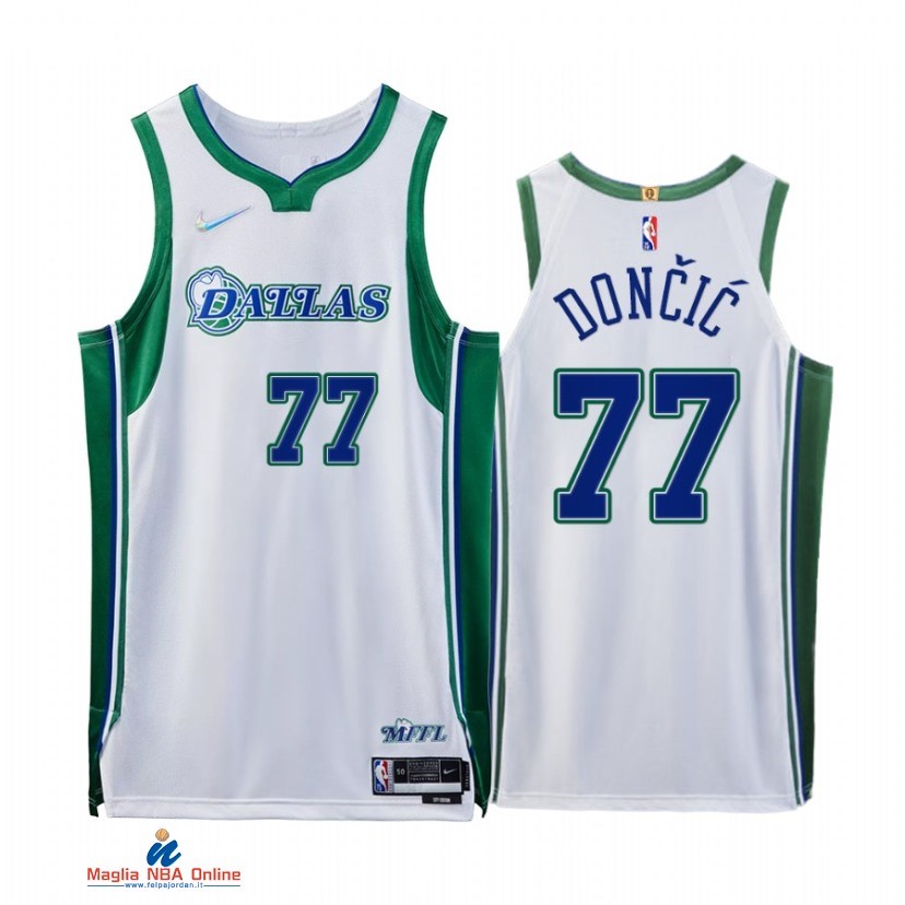 Maglia NBA Nike Dallas Mavericks NO.77 Luka Doncic 75th Bianco Città 2021-22