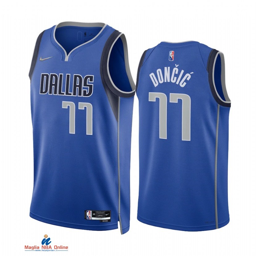 Maglia NBA Nike Dallas Mavericks NO.77 Luka Doncic Nike Blu Icon 2021-22