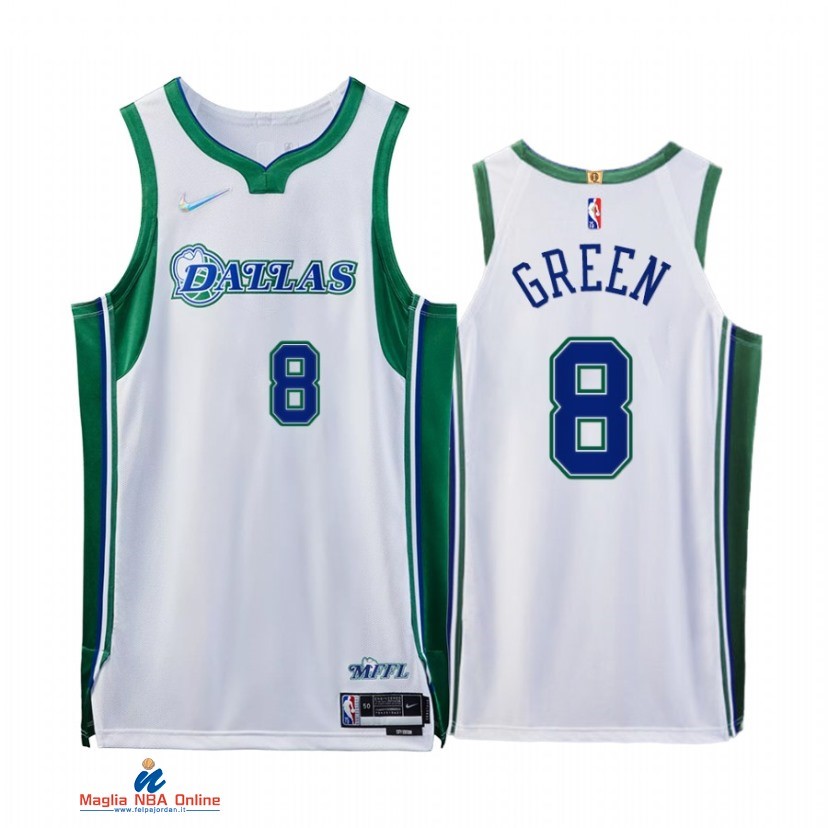 Maglia NBA Nike Dallas Mavericks NO.8 Josh Green 75th Bianco Città 2021-22