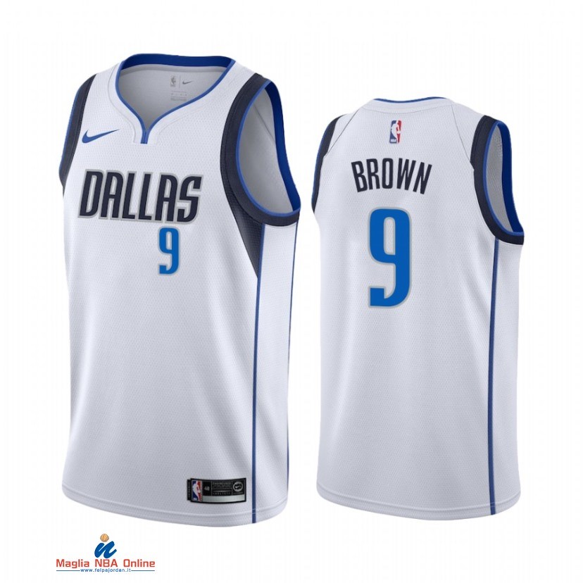 Maglia NBA Nike Dallas Mavericks NO.9 Moses Brown Bianco Association 2021-22