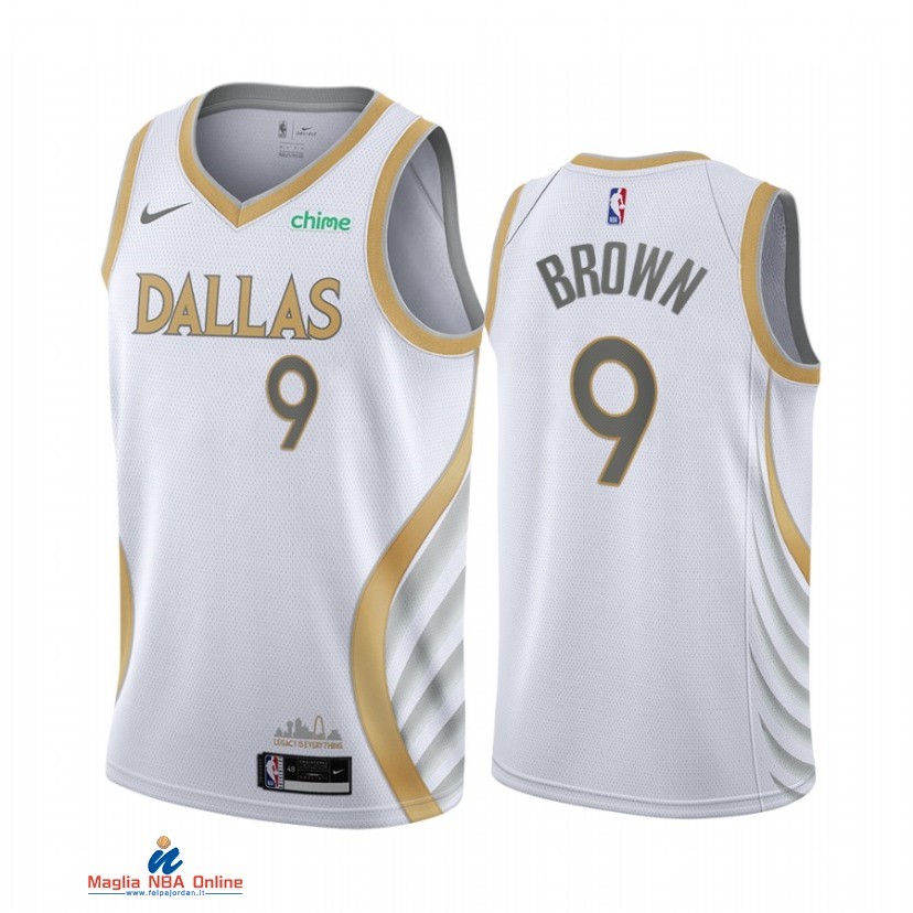 Maglia NBA Nike Dallas Mavericks NO.9 Moses Brown Bianco Città 2021