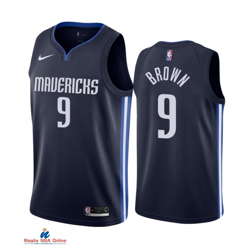 Maglia NBA Nike Dallas Mavericks NO.9 Moses Brown Nike Marino Statement 2021