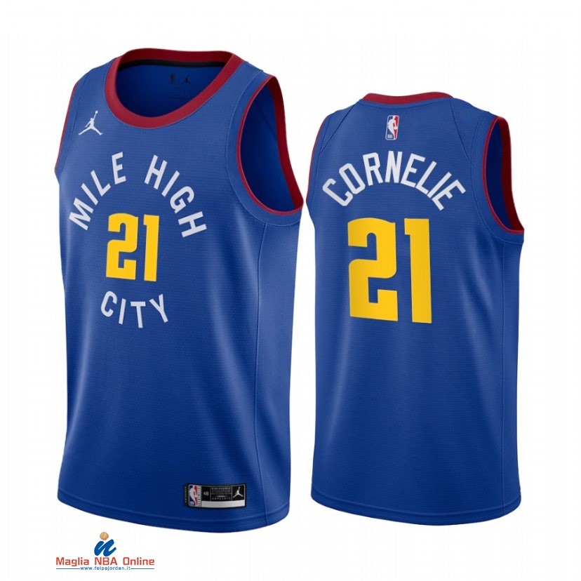 Maglia NBA Nike Denver Nuggets NO.21 Petr Cornelie Blu Statement 2021