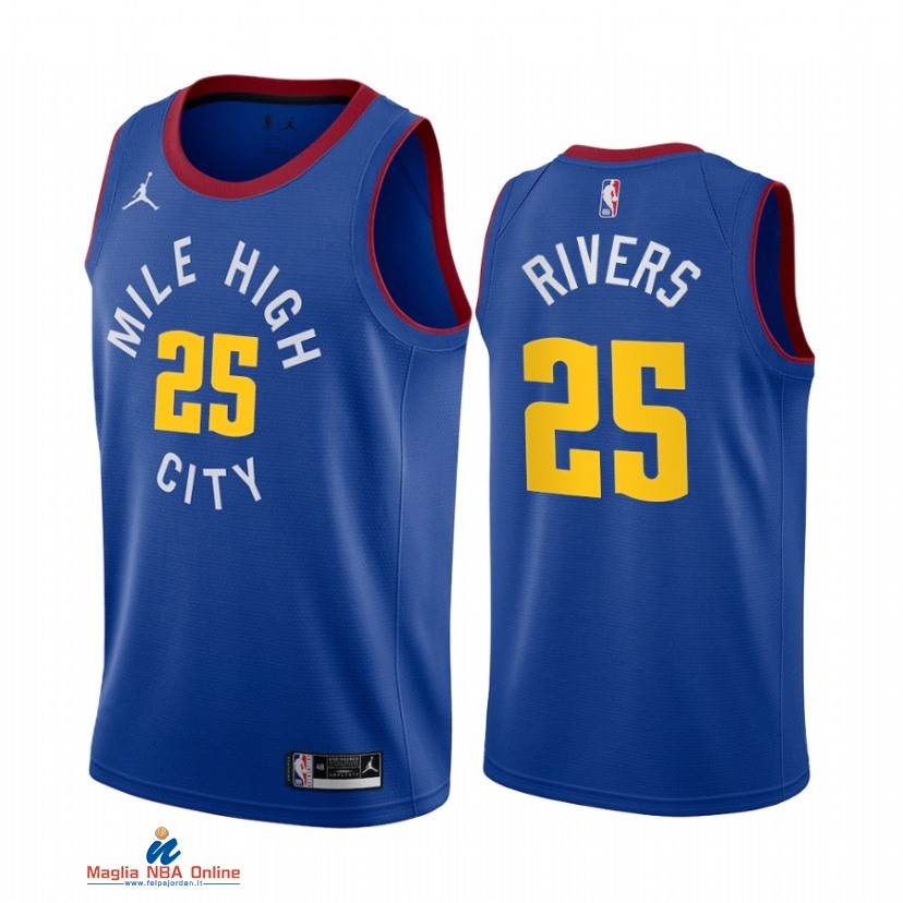 Maglia NBA Nike Denver Nuggets NO.25 Austin Rivers Blu Statement 2021