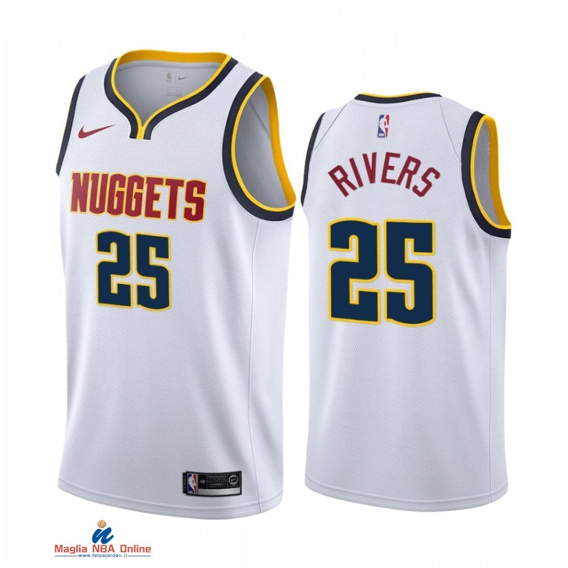Maglia NBA Nike Denver Nuggets NO.25 Austin Rivers Nike Bianco Association 2021-22