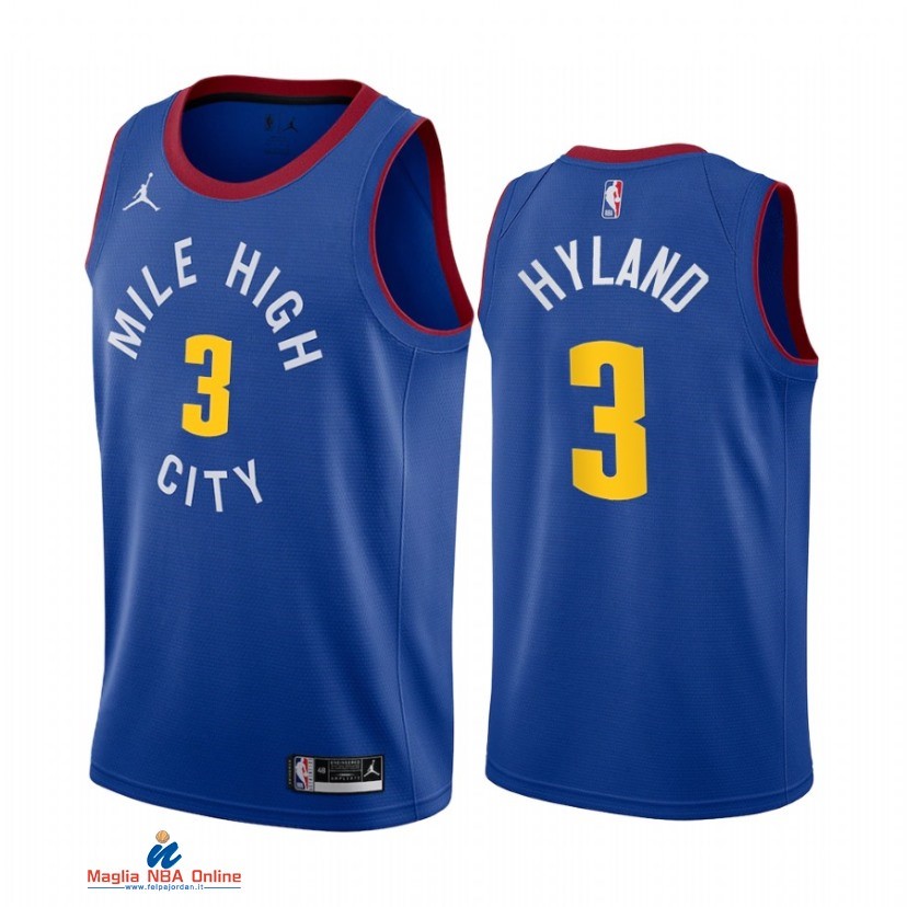 Maglia NBA Nike Denver Nuggets NO.3 Nah'Shon Hyland Blu Statement 2021