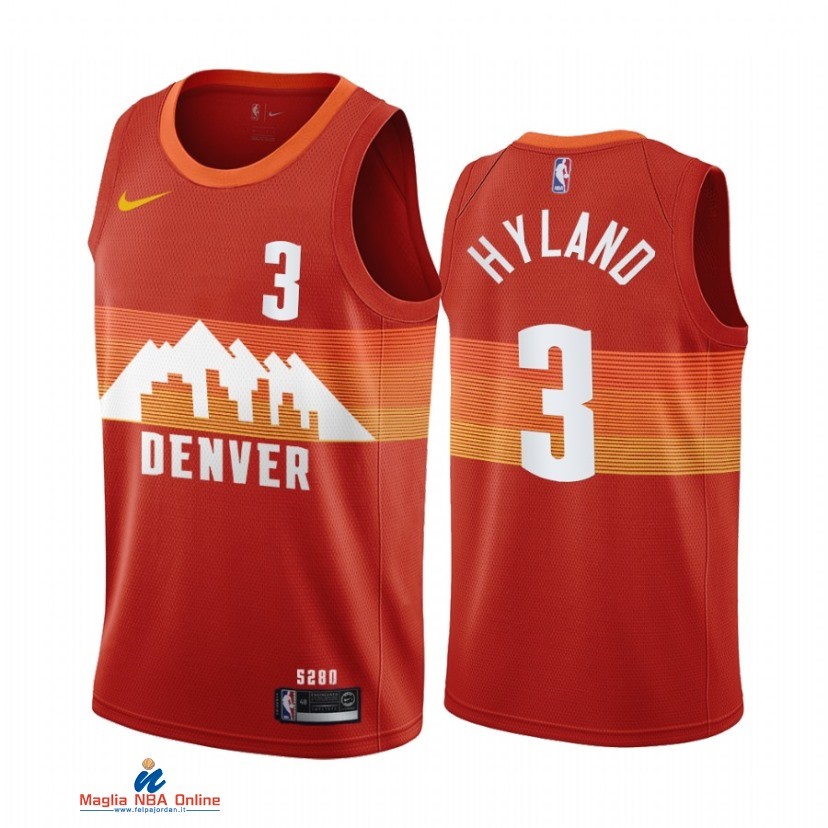 Maglia NBA Nike Denver Nuggets NO.3 Nah'Shon Hyland Nike Arancia Città 2021