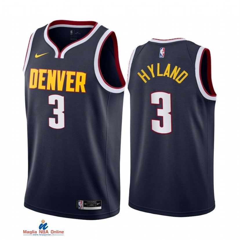 Maglia NBA Nike Denver Nuggets NO.3 Nah'Shon Hyland Nike Marino Icon 2021