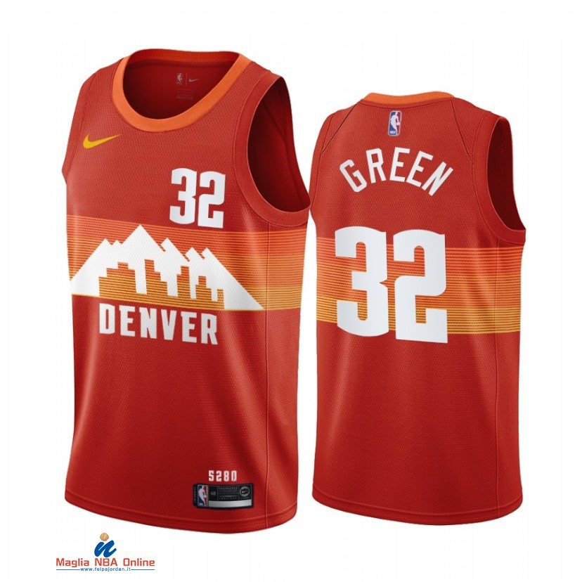 Maglia NBA Nike Denver Nuggets NO.32 Jeff Green Nike Arancia Città 2021