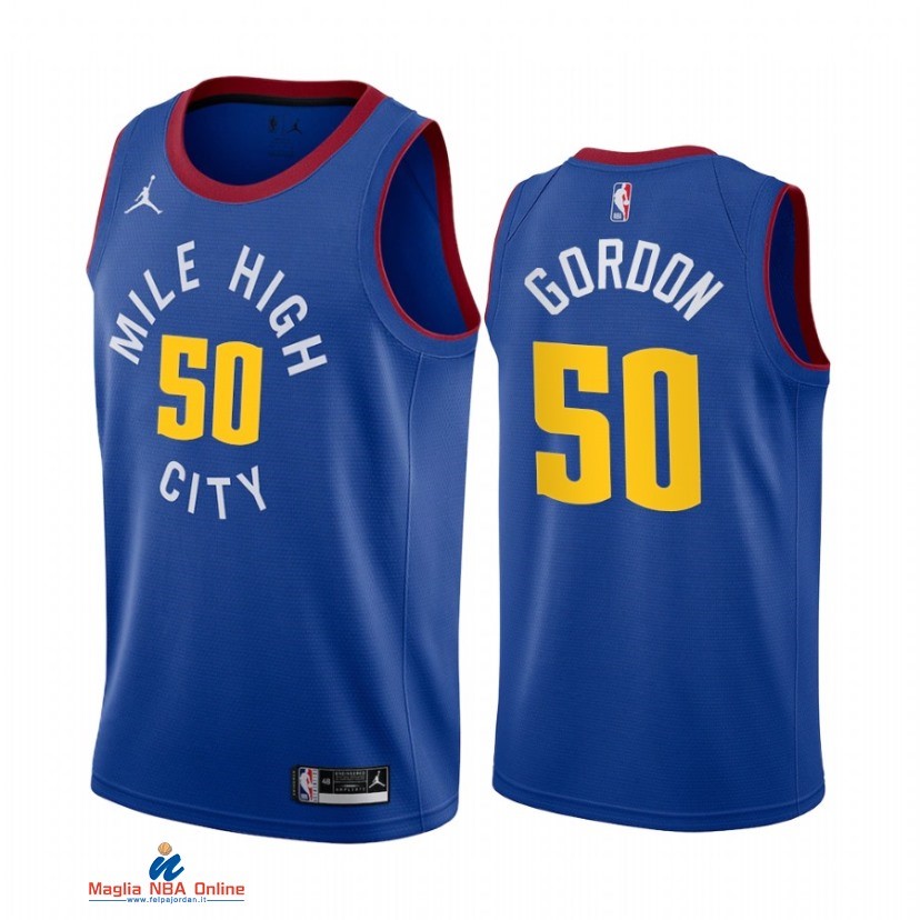 Maglia NBA Nike Denver Nuggets NO.50 Aaron Gordon Blu Statement 2021