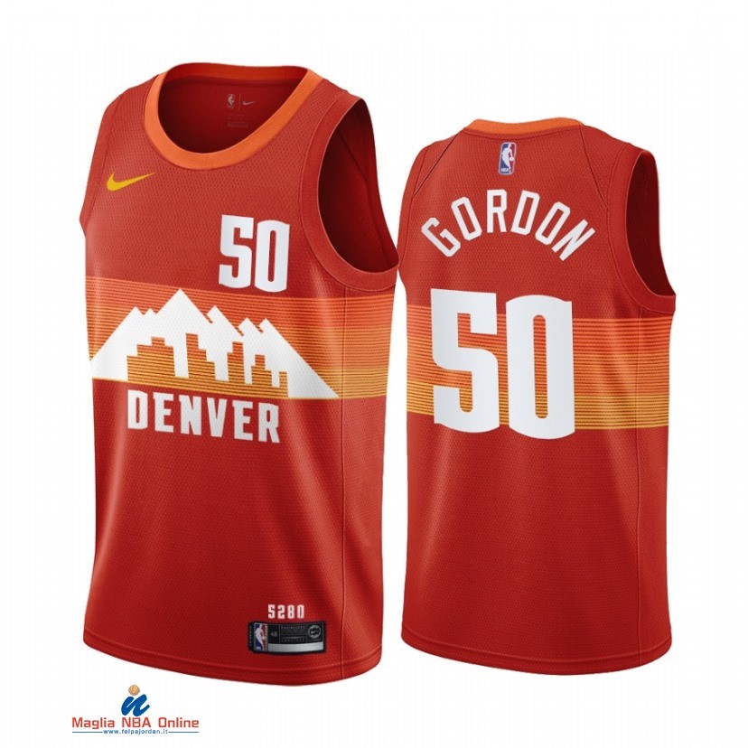 Maglia NBA Nike Denver Nuggets NO.50 Aaron Gordon Nike Arancia Città 2021