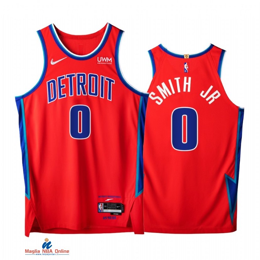 Maglia NBA Nike Detroit Pistons NO.0 Dennis Smith Jr. 75th Rosso Città 2021-22