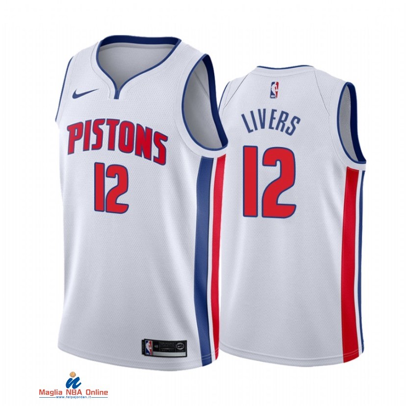 Maglia NBA Nike Detroit Pistons NO.12 Isaiah Livers Nike Bianco Association 2021-22