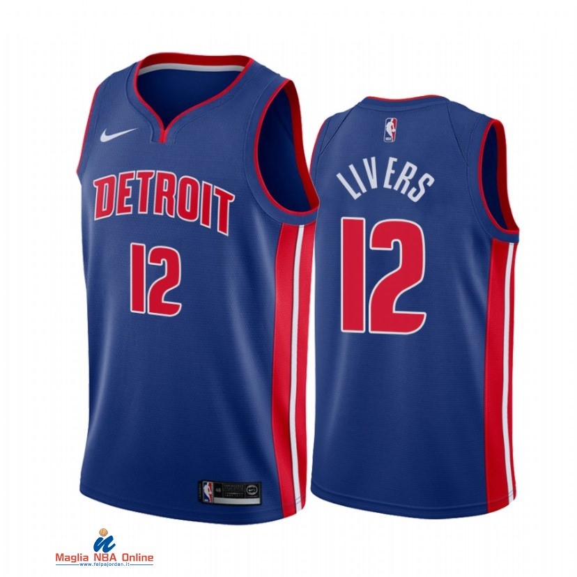 Maglia NBA Nike Detroit Pistons NO.12 Isaiah Livers Nike Blu Icon 2021-22