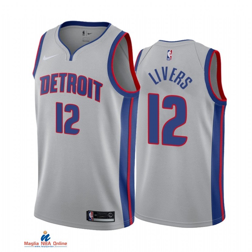 Maglia NBA Nike Detroit Pistons NO.12 Isaiah Livers Nike Grigio Statement 2021-22