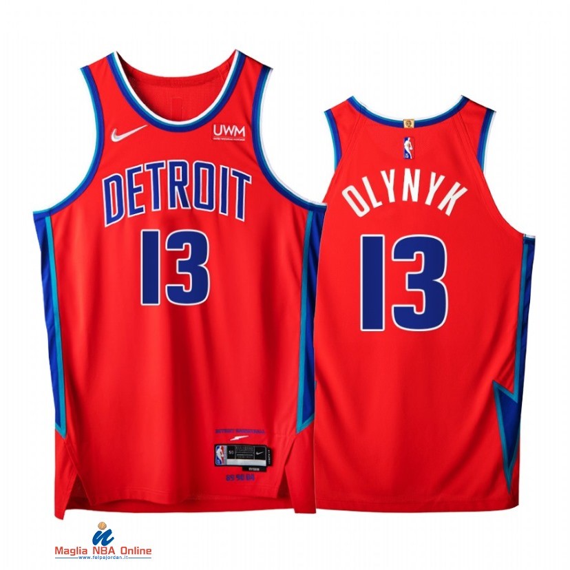 Maglia NBA Nike Detroit Pistons NO.13 Kelly Olynyk 75th Rosso Città 2021-22