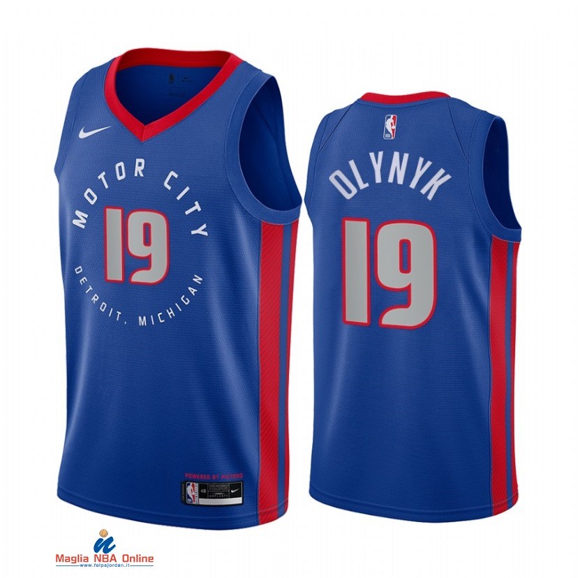 Maglia NBA Nike Detroit Pistons NO.19 Kelly Olynyk Nike Blu Città 2021-22