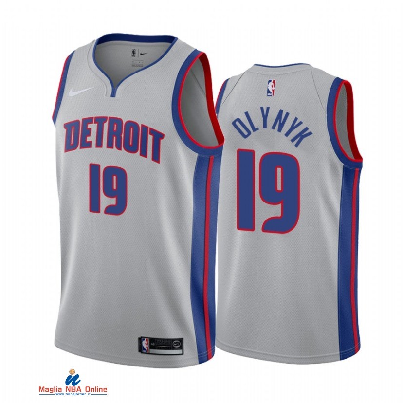 Maglia NBA Nike Detroit Pistons NO.19 Kelly Olynyk Nike Grigio Statement 2021-22