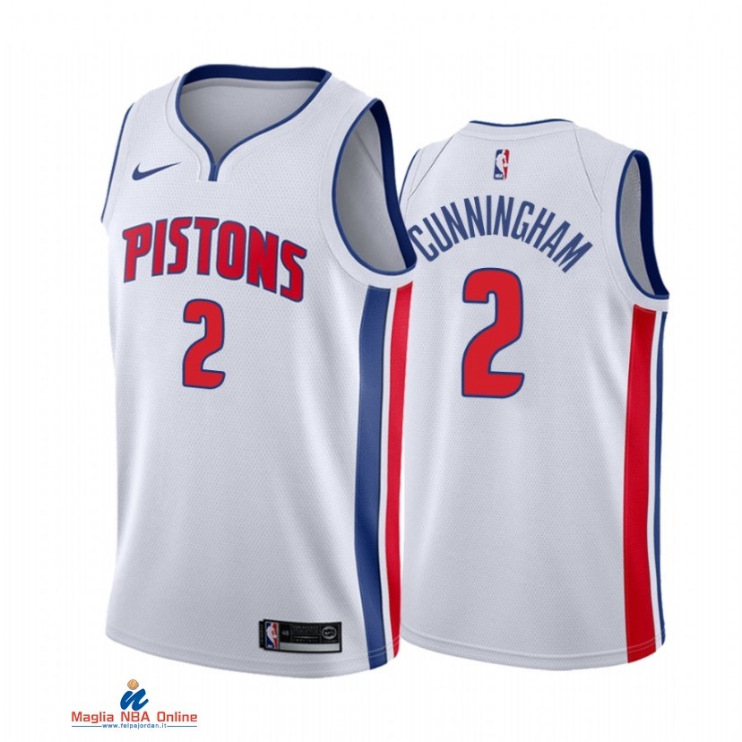 Maglia NBA Nike Detroit Pistons NO.2 Cade Cunningham Nike Bianco Association 2021-22