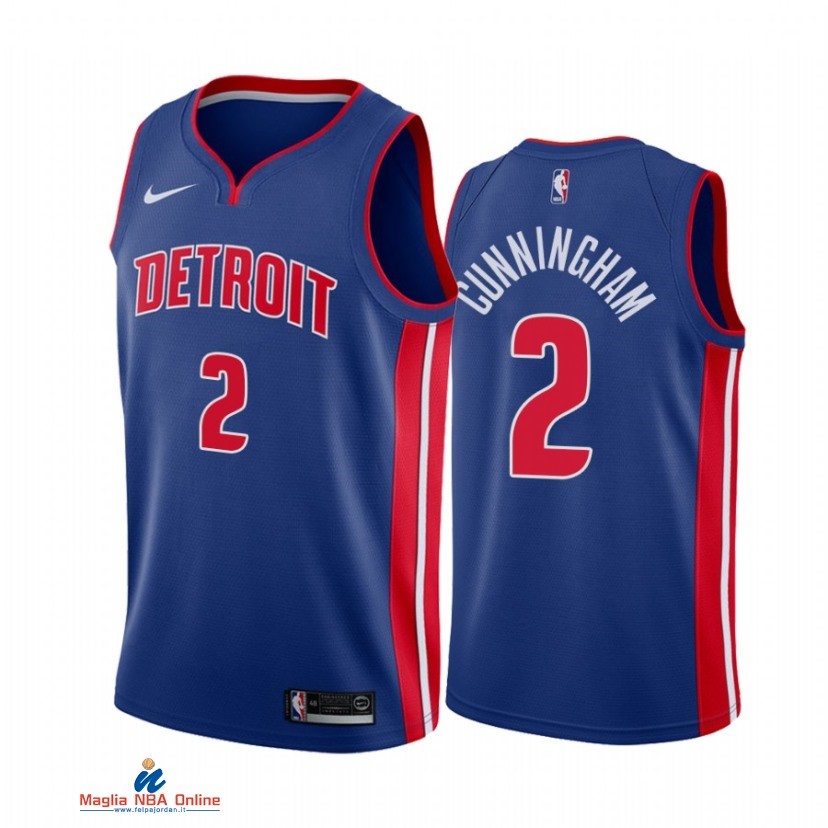 Maglia NBA Nike Detroit Pistons NO.2 Cade Cunningham Nike Blu Icon 2021-22