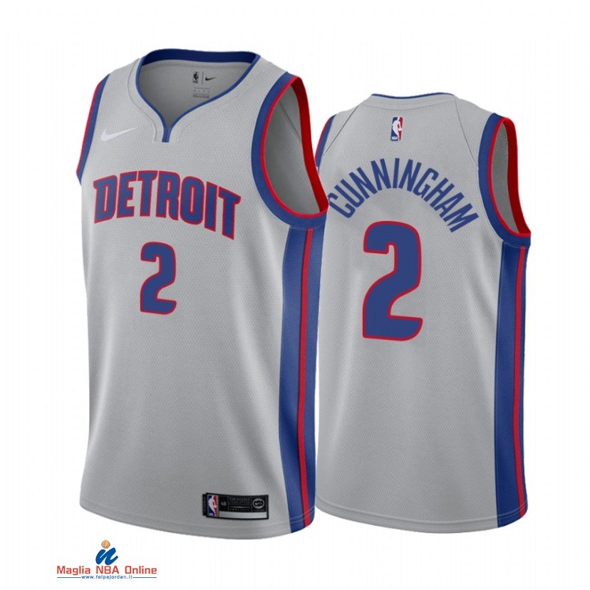 Maglia NBA Nike Detroit Pistons NO.2 Cade Cunningham Nike Grigio Statement 2021-22