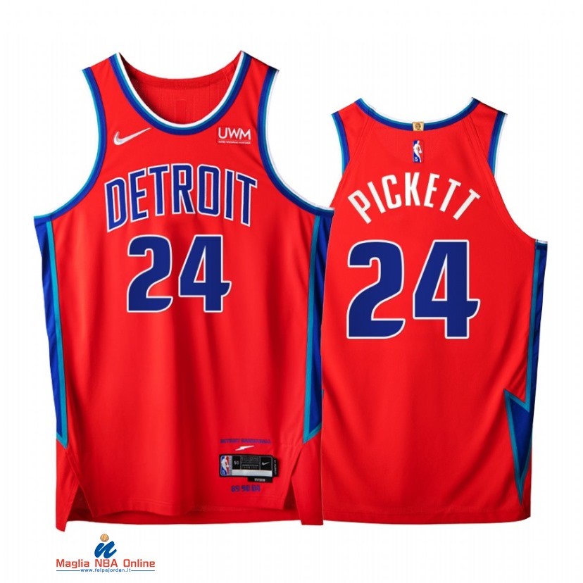 Maglia NBA Nike Detroit Pistons NO.24 Jamorko Pickett 75th Rosso Città 2021-22