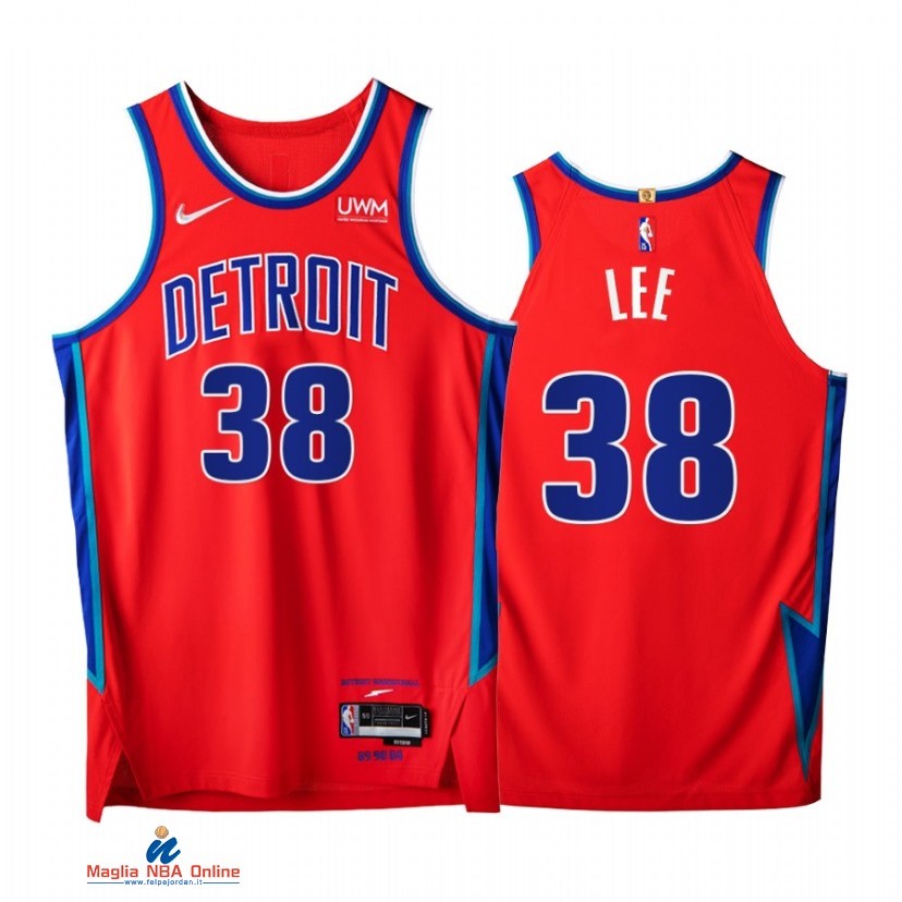 Maglia NBA Nike Detroit Pistons NO.38 Saben Lee 75th Rosso Città 2021-22