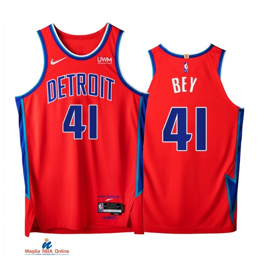 Maglia NBA Nike Detroit Pistons NO.41 Saddiq Bey 75th Rosso Città 2021-22