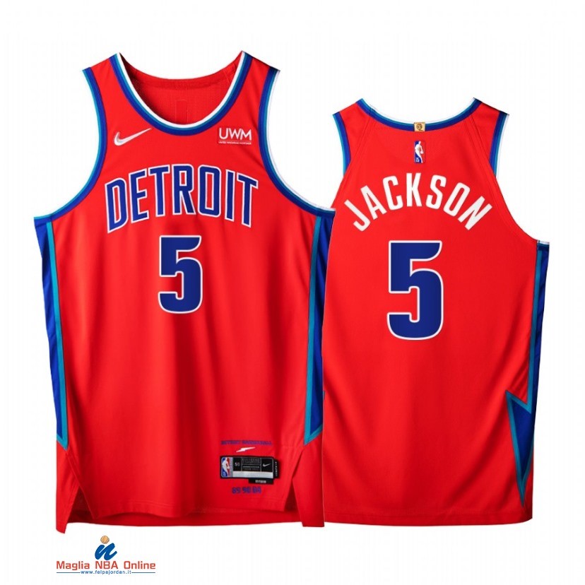 Maglia NBA Nike Detroit Pistons NO.5 Frank Jackson 75th Rosso Città 2021-22