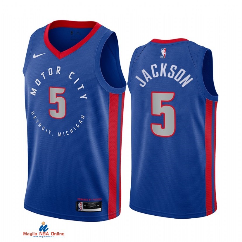 Maglia NBA Nike Detroit Pistons NO.5 Frank Jackson Nike Blu Città 2021-22