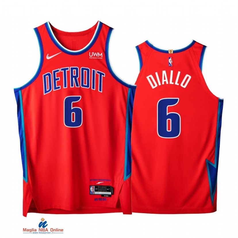 Maglia NBA Nike Detroit Pistons NO.6 Hamidou Diallo 75th Rosso Città 2021-22