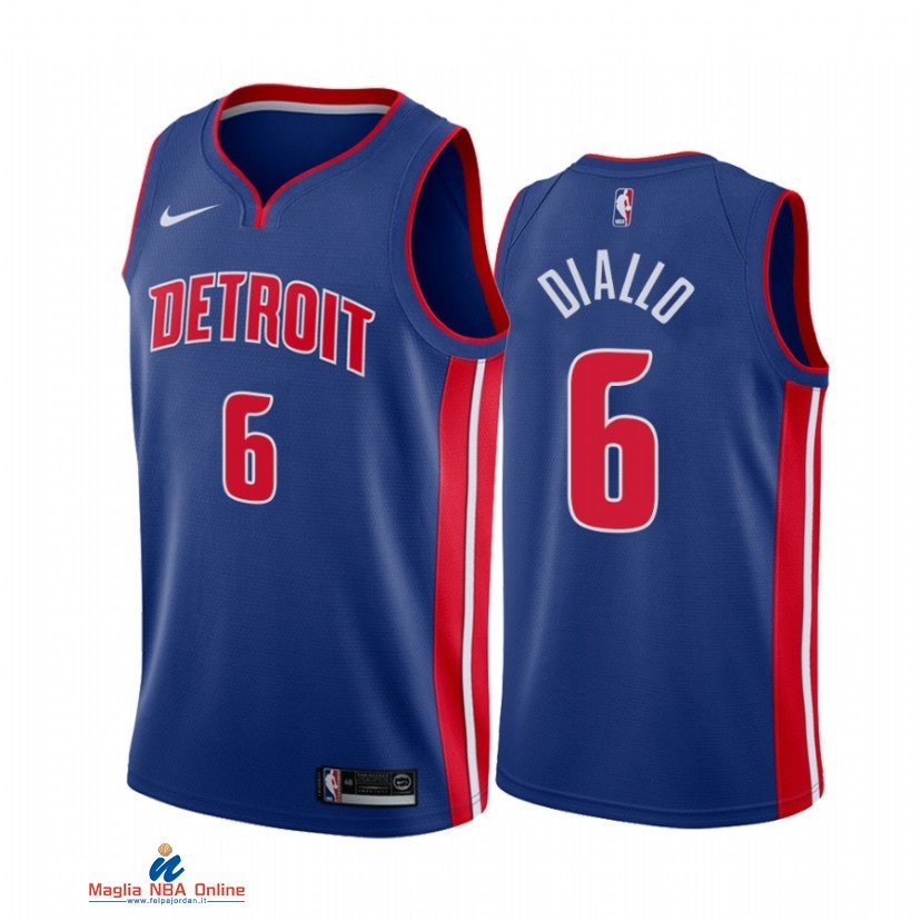 Maglia NBA Nike Detroit Pistons NO.6 Hamidou Diallo Nike Blu Icon 2021-22