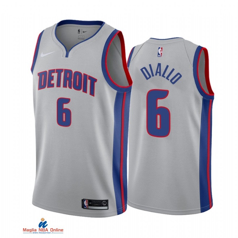 Maglia NBA Nike Detroit Pistons NO.6 Hamidou Diallo Nike Grigio Statement 2021-22