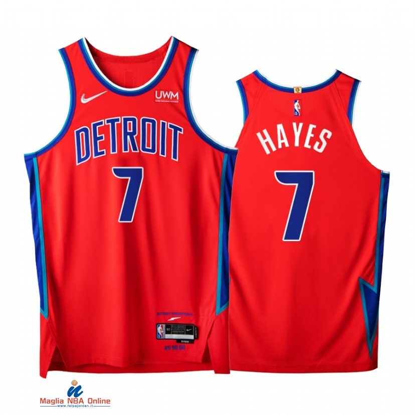Maglia NBA Nike Detroit Pistons NO.7 Killian Hayes 75th Rosso Città 2021-22