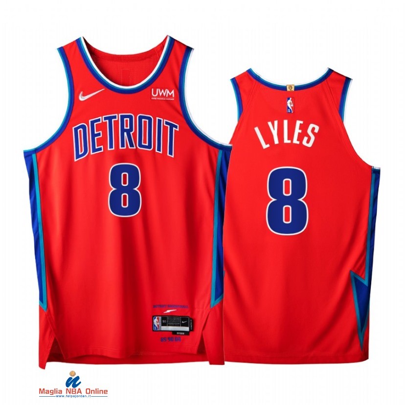 Maglia NBA Nike Detroit Pistons NO.8 Trey Lyles 75th Rosso Città 2021-22