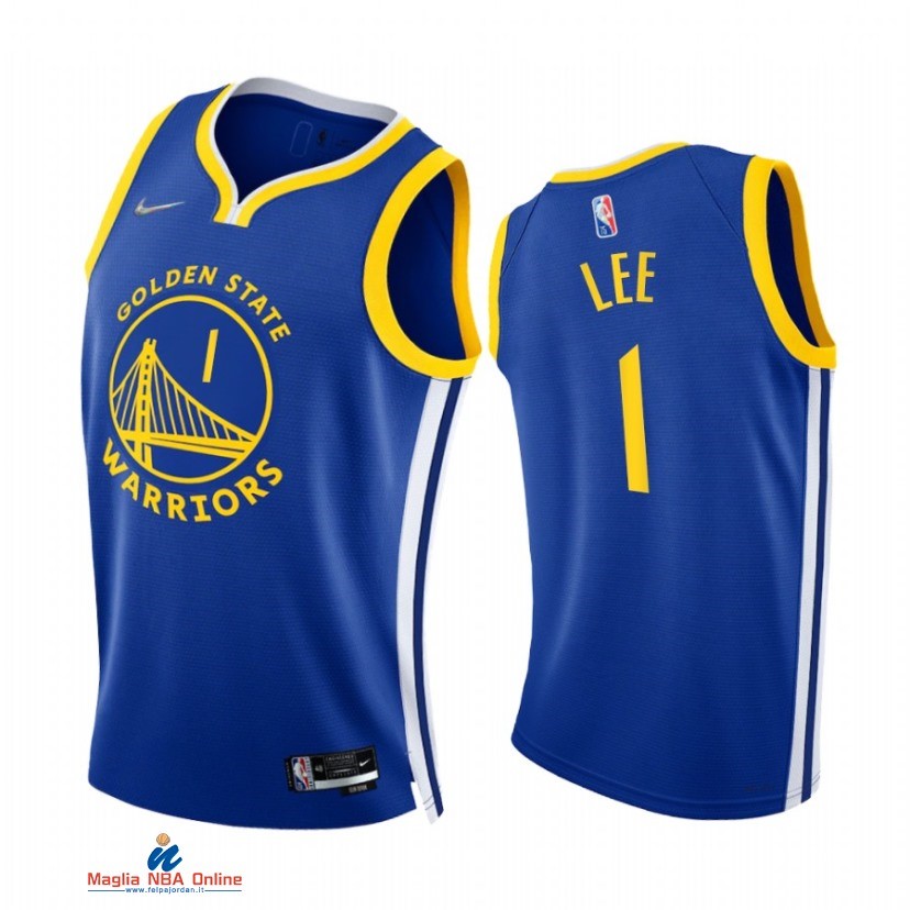 Maglia NBA Nike Golden State Warriors NO.1 Damion Lee 75th Season Diamante Blu Icon 2021-22