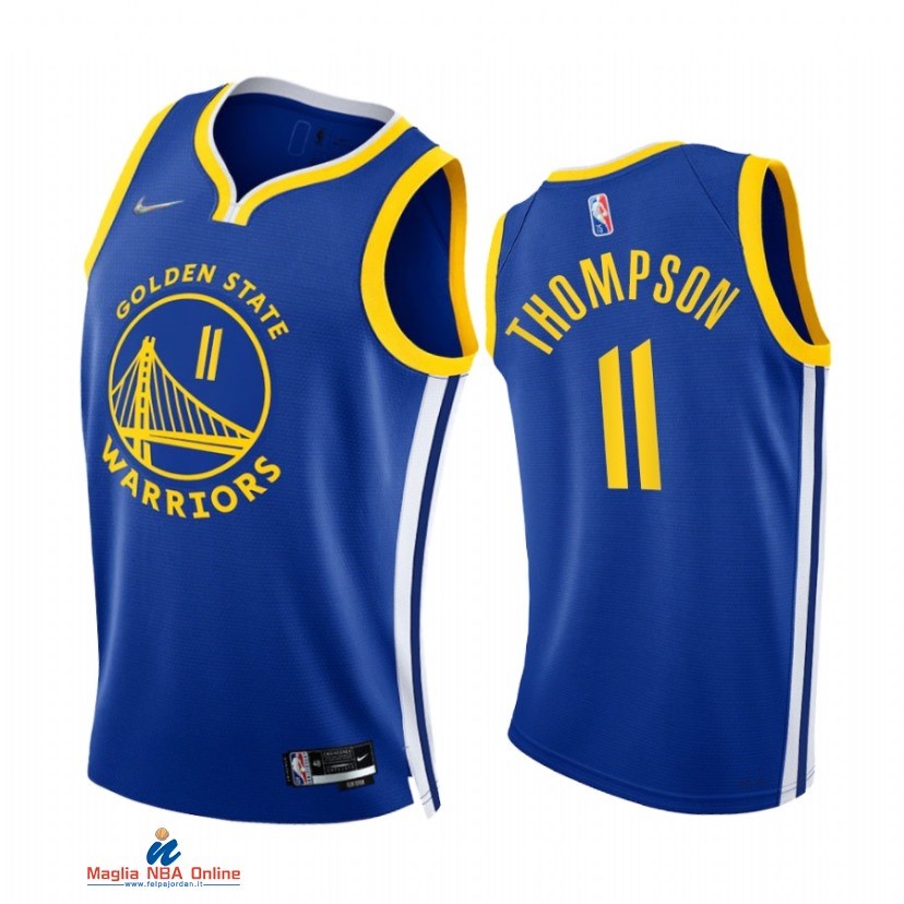 Maglia NBA Nike Golden State Warriors NO.11 Klay Thompson 75th Season Diamante Blu Icon 2021-22