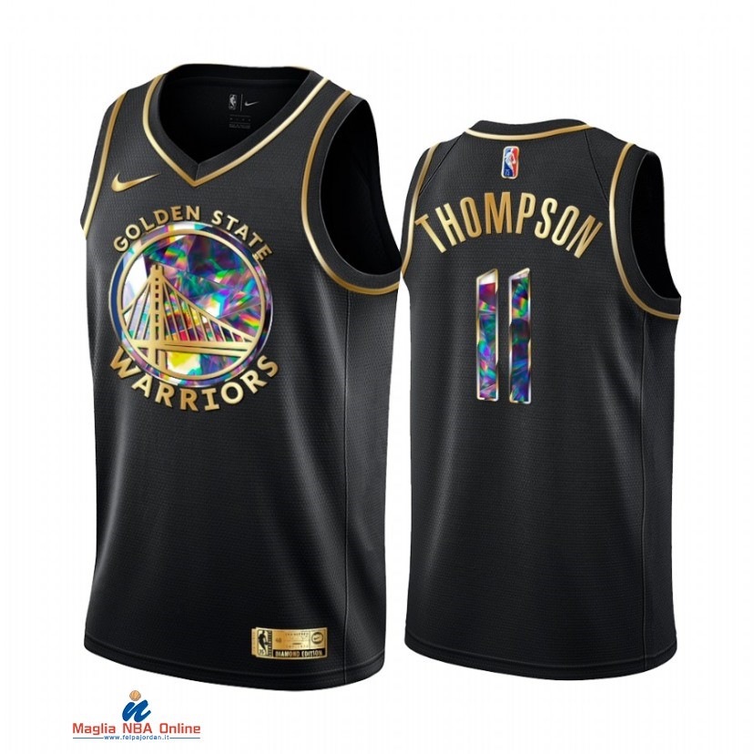 Maglia NBA Nike Golden State Warriors NO.11 Klay Thompson Nero Diamante 2021-22