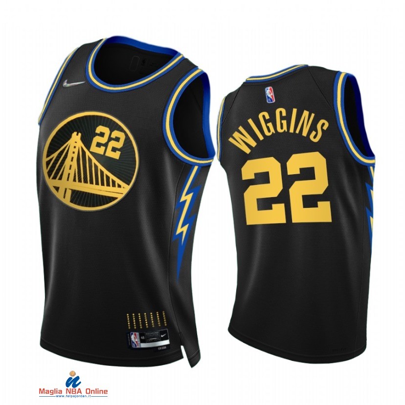 Maglia NBA Nike Golden State Warriors NO.22 Andrew Wiggins 75th Nero Città 2021-22