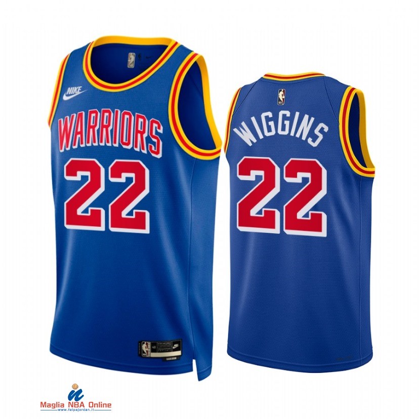 Maglia NBA Nike Golden State Warriors NO.22 Andrew Wiggins Nike Blu Classic 2021-22