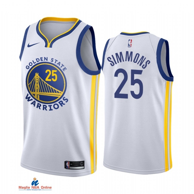 Maglia NBA Nike Golden State Warriors NO.25 Ben Simmons Nike Bianco Association 2021