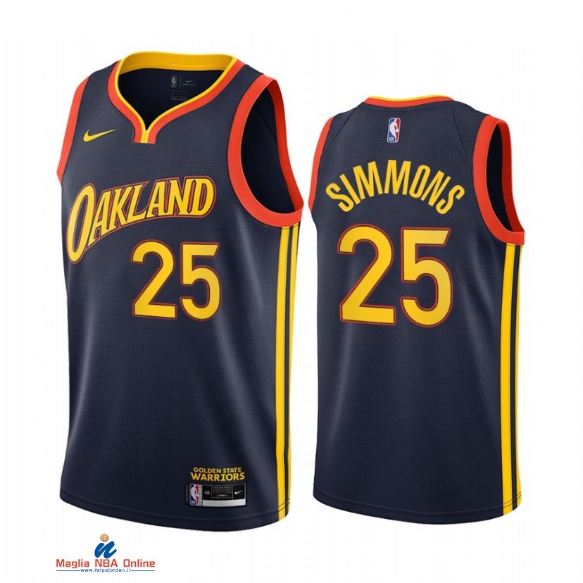 Maglia NBA Nike Golden State Warriors NO.25 Ben Simmons Nike Marino Città 2021