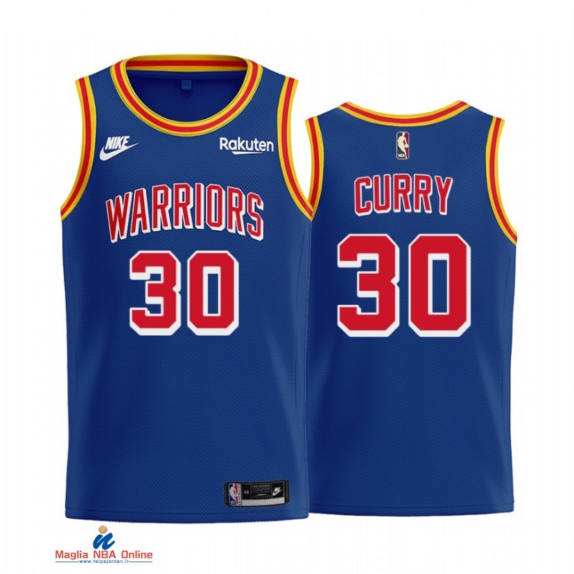 Maglia NBA Nike Golden State Warriors NO.30 Stephen Curry 75th Blu Classic 2021-22