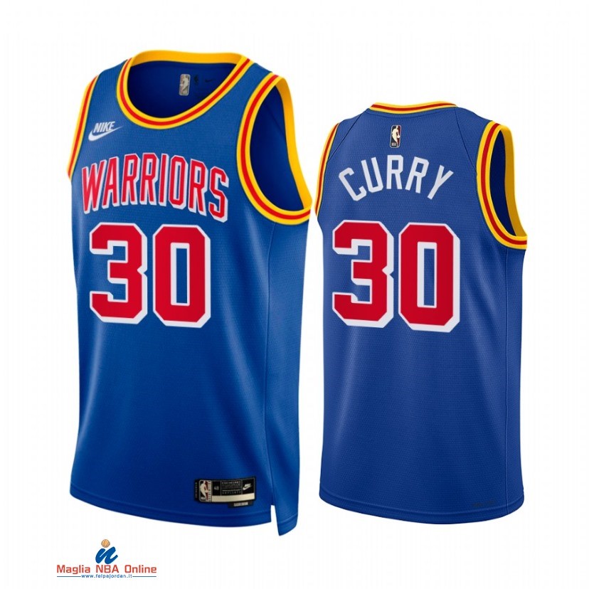 Maglia NBA Nike Golden State Warriors NO.30 Stephen Curry Nike Blu Classic 2021-22