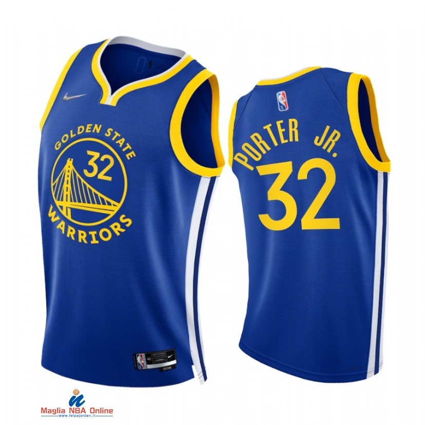 Maglia NBA Nike Golden State Warriors NO.32 Otto Porter Jr. 75th Season Diamante Blu Icon 2021-22